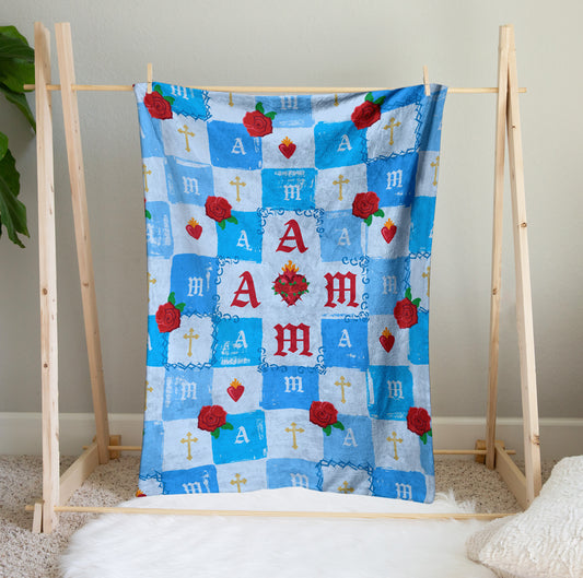 Personalized Immaculate Heart Monogrammed Blanket