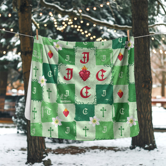 Personalized Sacred Heart Monogrammed Blanket