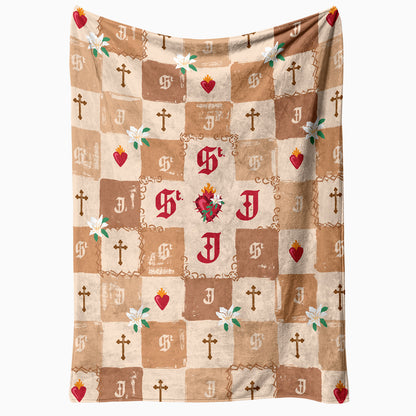 Personalized Chaste Heart Monogrammed Blanket