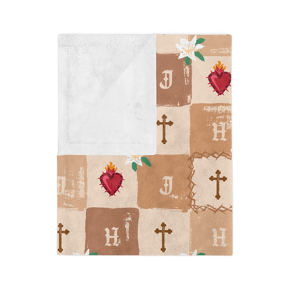 Personalized Chaste Heart Monogrammed Blanket